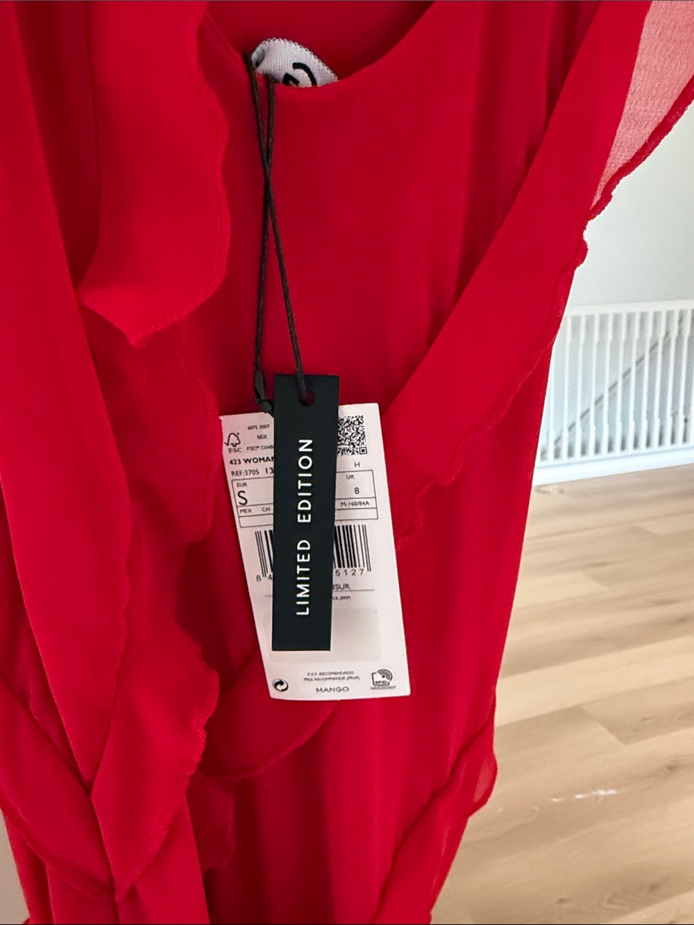 Mango Red Ruffle Maxi Slip Dress - Picture 4 of 5